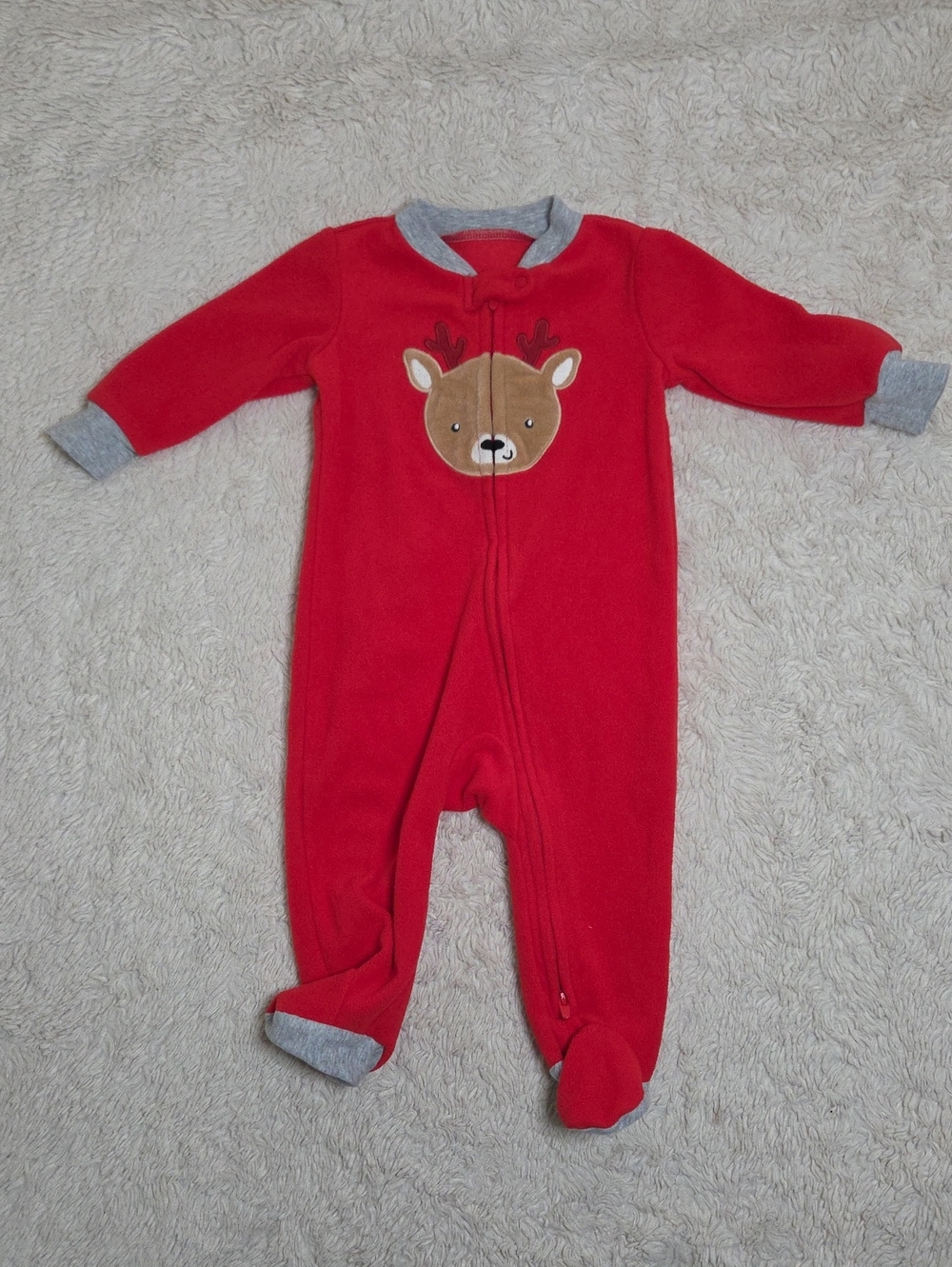 Boys Carter's Red Fleece Sleeper Sz 6 Month